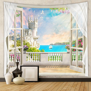 <span class=keywords><strong>Tapisserie</strong></span> <span class=keywords><strong>murale</strong></span> à thème paysage tropical, océan bleu, ciel et île, avec végétation, pour la décoration de chambre et de salon - Product Image 3