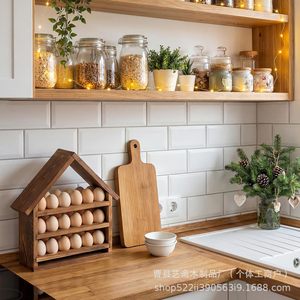ชั้นวางไข่ไม้ 3 ชั้น แบบบ้าน สำหรับเก็บรักษาความสดใหม่บนเคาน์เตอร์ครัว - Product Image 2