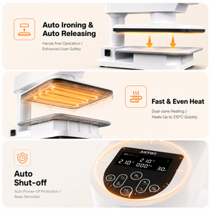 Máquina de Prensa de Calor con Presión Ajustable AST&T AutoPress Nueva |   Calienta Rápidamente y Uniformemente para Transferencia de Calor HTV/Sublimación 110V/220V - Product Image 6