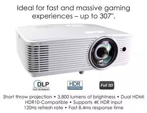 Proyector de Videojuegos de Tiro Corto Optoma GT1080HDR, 3800 Lúmenes Ansi, <span class=keywords><strong>Modo</strong></span> de Juego Mejorado para Videojuegos a 1080P y 120Hz, 8.4 ms, Compatible con 4K 3D - Product Image 5