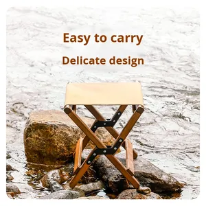 Portable Contemporary Solid Wood Beech Metal Frame <b>Folding</b> Chair Stool-Durable Lightweight Camping Beach Fishing School Outdoor - Product Image 3