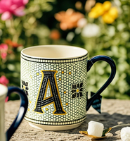 Exquisita Taza de Cerámica de 14 oz con Diseño de Letras, Apta para Lavavajillas, para Disfrutar de Café, Té y Capuchino, Decoración para el Hogar