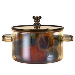 New Arrive Glass Cookware Sets Amber Ribbed Design Cooking <strong>Pot</strong> With Bear Lid Set Universal Cookware for Gas and <strong>Induction</strong> <strong>Hobs</strong> - Product Image 5