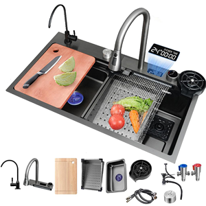 Saldatura fatta a mano a cascata per la casa <span class=keywords><strong>lavello</strong></span> da <span class=keywords><strong>cucina</strong></span> in acciaio inox rubinetto intelligente in alluminio <span class=keywords><strong>con</strong></span> rivestimento Nano 304 201 <span class=keywords><strong>lavello</strong></span> <span class=keywords><strong>lavello</strong></span> da <span class=keywords><strong>cucina</strong></span> - Product Image 3