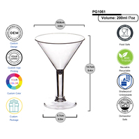 Verre à Martini en Plastique de Qualité Alimentaire 180ml Sans BPA Transparent Incassable avec Logo Personnalisé