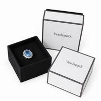 Boîte à bijoux rigide avec couvercle et base personnalisés, boîte cadeau rigide blanche avec insert en velours noir pour bague, collier, bracelet