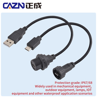 Conector roscado Micro USB a prueba de agua macho a macho enchufe recto sobremoldeado 0,5 M 1M 2M