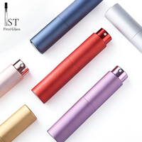 Prix d'usine, vente en gros, flacon de parfum en verre rotatif de 10 ml, atomiseur, flacon en aluminium cylindrique coloré rechargeable
