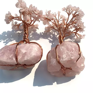 Arbre de Vie en Cristal Naturel, Arbre à Argent en Pierre Sculptée Enroulé de Fil, Ornement en Pierre pour la Décoration de la Maison et du Bureau - Product Image 6