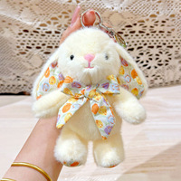 Porte-clés en peluche lapin Wendi authentique avec nœud papillon, poupée de compagnie apaisante de style européen