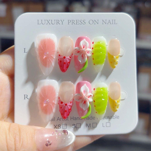 621-625 3D hecho a mano 10 Uds diseño de almendra <span class=keywords><strong>uñas</strong></span> postizas ABS Materia modelo de moda tallado de <span class=keywords><strong>flores</strong></span> personalizado - Product Image 2