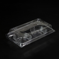 Boîte d'emballage alimentaire rectangulaire en plastique transparent recyclé pour 2 tartelettes aux œufs, desserts et gâteaux
