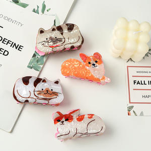 Dibujos animados pequeño lindo perro Corgi grandes pinzas para el pelo Animal Mini lindo Pvc tortuga Siamés <span class=keywords><strong>gato</strong></span> <span class=keywords><strong>atigrado</strong></span> pinza para el pelo garra - Product Image 3