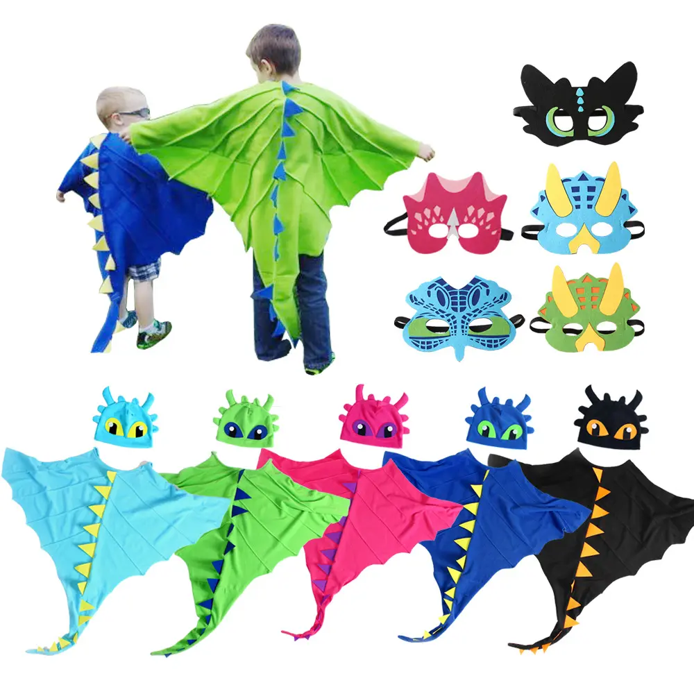 Costumes de dinosaure d'halloween pour enfants, cape de cosplay pour enfants de 3 à 8 ans, costume de cosplay d'halloween pour garçons et filles