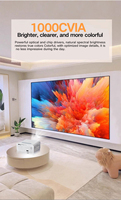 Projecteur LED Mini Portable C8pro Blanc avec Mise au Point Automatique, Rotation à 360 Degrés, 4K/1080P, Écran LCD, 4000 Lumens, Haut-parleurs Intégrés, Android 9, 3D