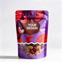 Sacs en plastique personnalisés résistants à l'humidité, emballage Mylar Doypack avec fenêtre refermable à fermeture éclair pour biscuits, gâteaux secs, fruits secs