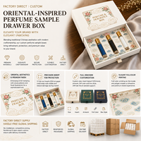 Boîte à parfum à tiroir avec motif floral en feuille d'or pour coffret de 3 flacons à bille – Emballage de luxe pour parfums – Vente en gros OEM