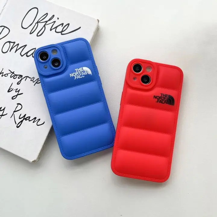 3D Down Jacket Soft TPU Cotton Puffer Phone Case Shockproof North Face Back Cover For iPhone 14 13 12 11 Pro max XS XR 8 plus
