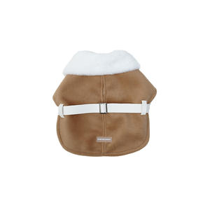 पालतू सामान कुत्ते चलने वाले कोट्स बकल पालतू जानवरों के कपड़े वितरक कस्टम भूरे रंग के ऊन कुत्ते जैकेट कपड़े - Product Image 5