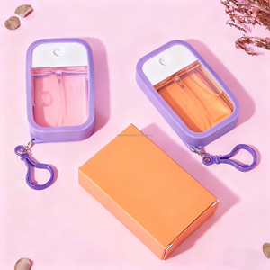 พวงกุญแจแบบปรับขนาดได้ กระป๋องบีบแบบเติมได้ สำหรับผู้ใหญ่ ซิลิโคนสีชมพู  แบบกำหนดเองได้  พร้อมกล่องใส่  ขวดสเปรย์แบบพ่นฝอยขนาดเล็ก  แก้ว - Product Image 1