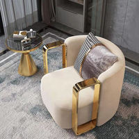 Fauteuil pivotant moderne en tissu, structure en métal doré de luxe, chaise simple en velours pour salon