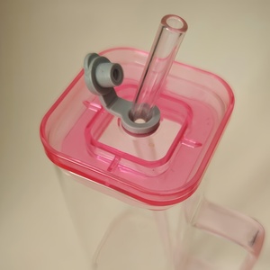 Thủy tinh borosilicate vuông rơm cup với nắp 300ml Công suất lò vi sóng & máy rửa chén an toàn unisex Thiết kế bền vững không đảo ngược - Product Image 4