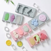 Outil de crème glacée en silicone en forme d'animaux avec couvercle, moules à sucettes glacées et plateau à glaçons pour la décoration de barres chocolatées