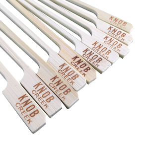 5.9 inch dài tự nhiên bằng gỗ tre phẳng BBQ xiên với Hot đóng dấu logo thương hiệu trên xử lý - Product Image 1