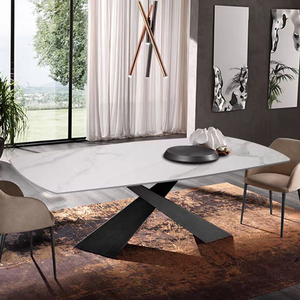 Set Tavolo da <span class=keywords><strong>Pranzo</strong></span> Moderno Minimalista in Pietra Sinterizzata Bianca e Nera con 6 <span class=keywords><strong>Sedie</strong></span> <span class=keywords><strong>per</strong></span> Arredamento <span class=keywords><strong>Sala</strong></span> da <span class=keywords><strong>Pranzo</strong></span> - Product Image 2