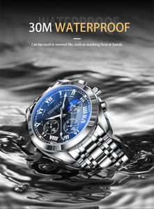 Montres pour hommes de luxe en acier inoxydable, bracelet en acier inoxydable, lumineuses, étanches à 30 m, chronographe à quartz - Product Image 3