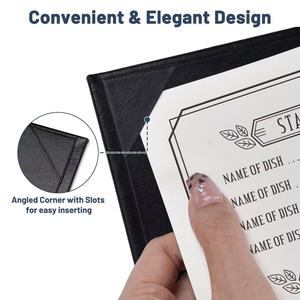 Protège-menus en cuir PU 8,5x11 po (2 pages) et 4,25x11 po (demi-page) avec coins biseautés pour listes <span class=keywords><strong>de</strong></span> vins, bars à café, pubs et hôtels - Product Image 3