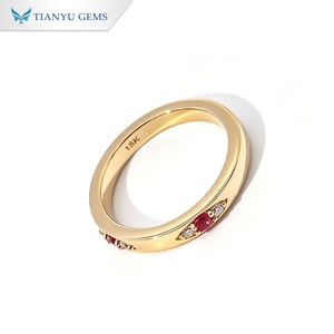 Anillo de Compromiso Tianyu Personalizado con Diamantes y Circonitas. Anillo de Eternidad con Gemas Engastadas, Anillo Apilable Minimalista para Aniversario - Product Image 2