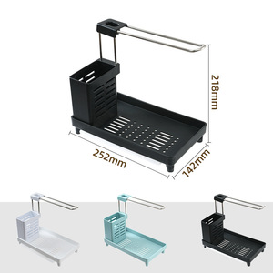 Stainless Steel Plastic Multi Purpose Chopstick Holder <b>Scissor</b> Rack Drainer <b>Kitchen</b> Countertop With Tray Square Shape - Product Image 3