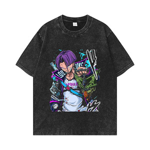 T-shirt homme personnalisé <span class=keywords><strong>noir</strong></span> 280 grammes 100% coton délavé à l'acide, motif vintage <span class=keywords><strong>Dragon</strong></span> <span class=keywords><strong>Ball</strong></span> <span class=keywords><strong>Z</strong></span>, Goku Vegeta Anime - Product Image 4