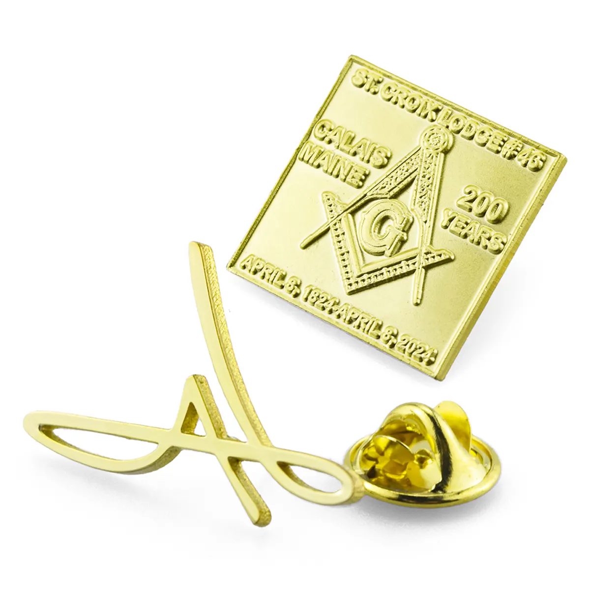 Kerajinan logam DIY sesuai Logo Pin besi logam kuningan berlapis emas lencana Pin kerah