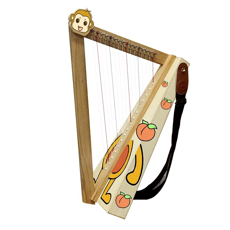 Kleine 16-sachte DIY-Lyre-Harfe für Kinder buntes Design mit kleinen Tieren Musikern-Schnürwerkzeug Musikinstrumente