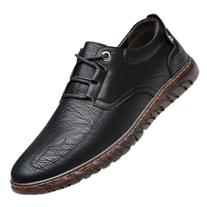 Chaussures habillées en cuir pour hommes, bout rond, lacets, semelle antidérapante en caoutchouc, pour le bureau et les occasions formelles, automne - Product Image 4