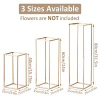 Supports à fleurs rectangulaires multi-tailles en métal doré, décorations de table, centres de table de mariage