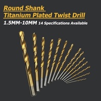 Set Mata Bor HSS 2 Bilah Tangkai Lurus 1-13mm Presisi Tinggi 0.005mm untuk Pengeboran Lubang Kayu, Mata Bor Inti Paduan Berlapis Titanium