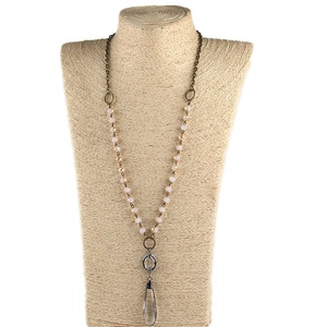 Collar de cadena de cristal de 8 mm con colgante de cruz y <span class=keywords><strong>estrella</strong></span> de cristal para mujer, joyería étnica - Product Image 4