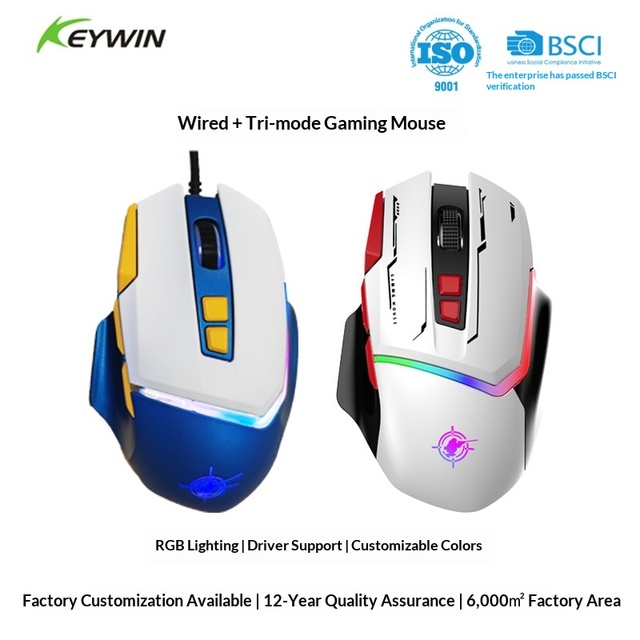 Keywin X2 Macro Definition USB Interface Wired Programmable Gaming Mouse Chicken Eating 8 Keys Business Office RGB Light