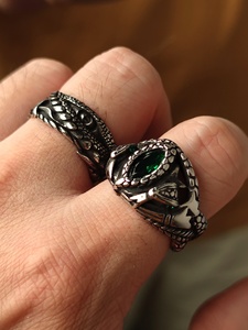 <span class=keywords><strong>Anello</strong></span> a <span class=keywords><strong>Serpente</strong></span> Gotico Vintage per Uomini - Stile Punk, Cristallo Verde, Gioiello Retro in Argento, Taglie Grandi Disponibili - Product Image 5