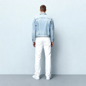 بنطلون جينز رجالي فاخر أبيض نقي بقصة ضيقة لعام 2026، بنمط الأسلوب الكلاسيكي، ساق مستقيمة، مناسب للمناسبات الرسمية والعادية وبيئة العمل - Product Image 4