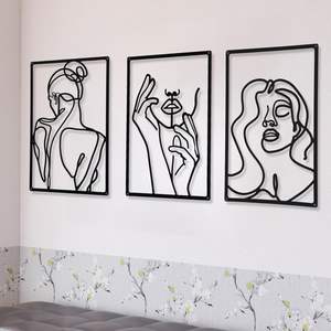 Diy Nordic Interior Sala de estar Artículos decorativos de lujo Objetos Abstractos Mujer Hierro forjado Colgante Metal Arte de <span class=keywords><strong>la</strong></span> pared Decoración para el hogar - Product Image 1