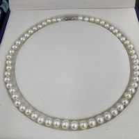 Collier de perles en argent 925 de haute qualité, 7-8mm, 8-9mm, 9-10mm, 10-11mm, tour de cou de perles rondes pour femmes et hommes