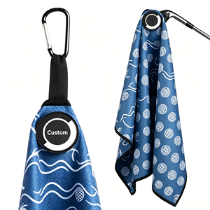 Serviette de sport en microfibre avec clip, logo personnalisé imprimé, séchage rapide, absorbante, pour le golf, serviettes à motif gaufré - Product Image 1
