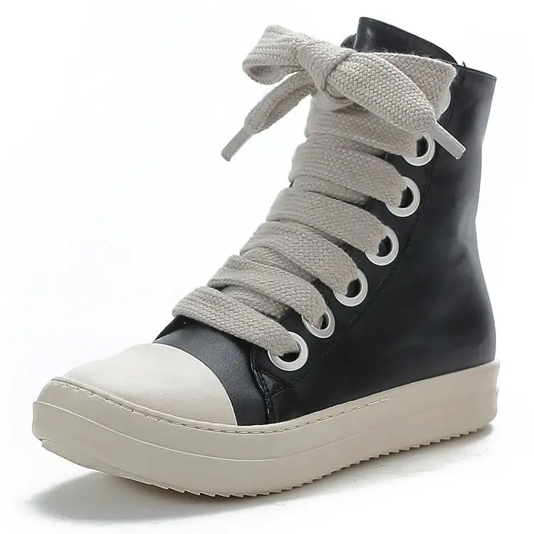 2024 moda tasarımcısı toptan eğilim Wal ayakkabı artı boyutu pembe yüksek üst dantel Up Pu deri gündelik ayakkabı çizmeler