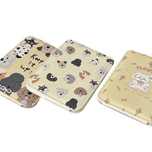Maquillaje espejo de tocador portátil lindo cachorro Pu cuero <span class=keywords><strong>plegable</strong></span> Ins viento dibujos animados escritorio HD venta al por mayor soporte personalizado - Product Image 4