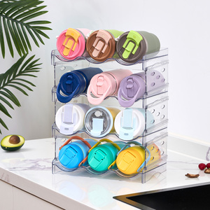 Stackable Four-Layer Transparent PP Plastic Tableware & Beverage Storage <b>Rack</b> with Large Capacity <b>for</b> Kitchen Cabinet Fridge - Product Image 1