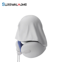 SUREWALHOME Oreiller de voyage pour le cou avec capuche rafraîchissante Masque pour les yeux Capuche bloquant la lumière Oreiller de soutien ergonomique en mousse à mémoire de forme pour avion